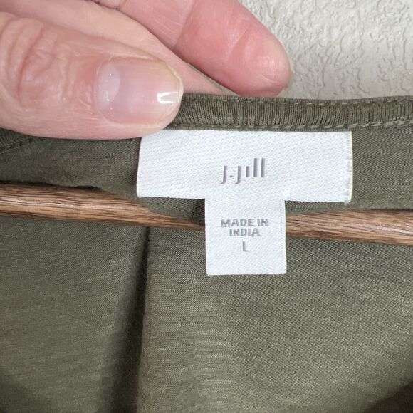 J. Jill Top Women's Large Green 3/4 Sleeve‎ Button Accent Boho Peasant Cotton - Picture 10 of 16